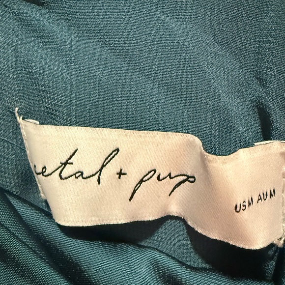 Petal & Pup Teal One-Shoulder Anabelle Halter Neck Midi Dress - Picture 3 of 5